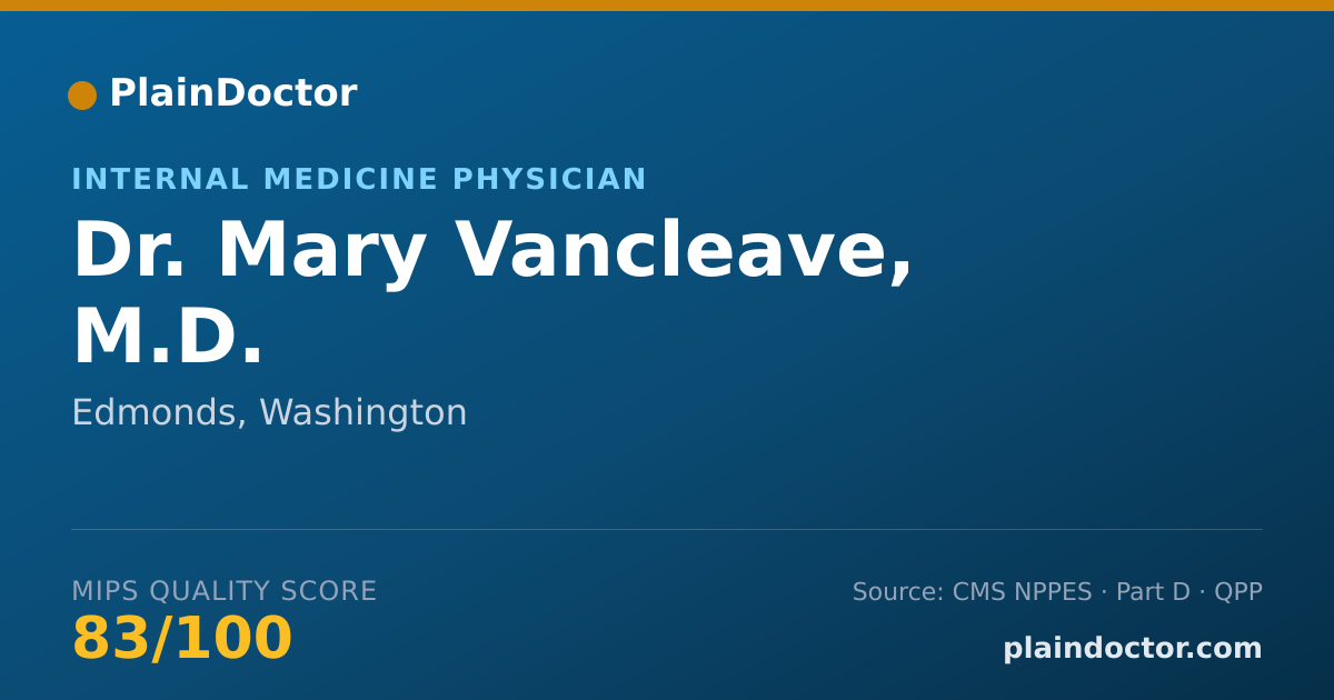 Shareable card for Mary Vancleave, M.D. - Internal Medicine Physician, Edmonds, WA