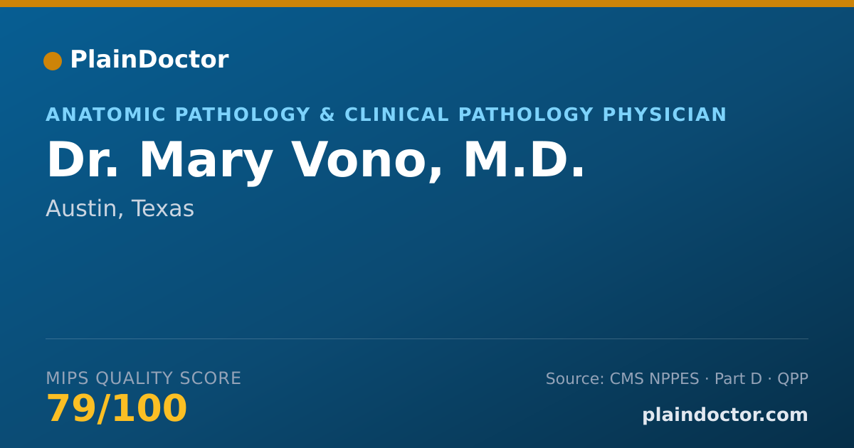 Shareable card for Mary Vono, M.D. - Anatomic Pathology & Clinical Pathology Physician, Austin, TX