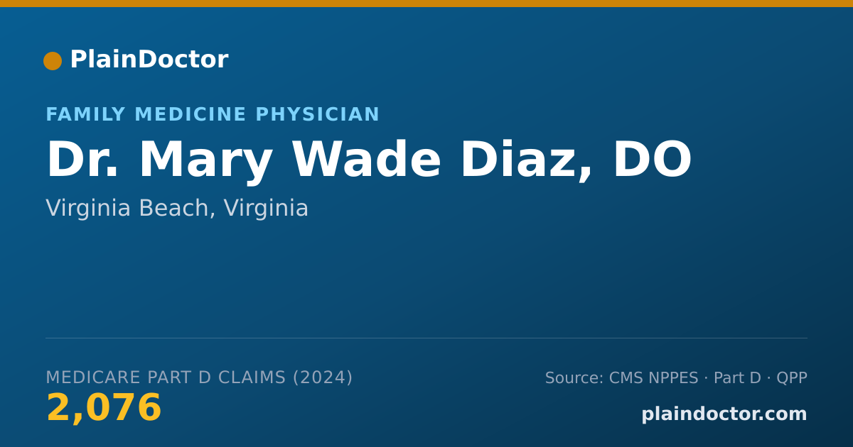 Shareable card for Mary Wade Diaz, DO - Family Medicine Physician, Virginia Beach, VA