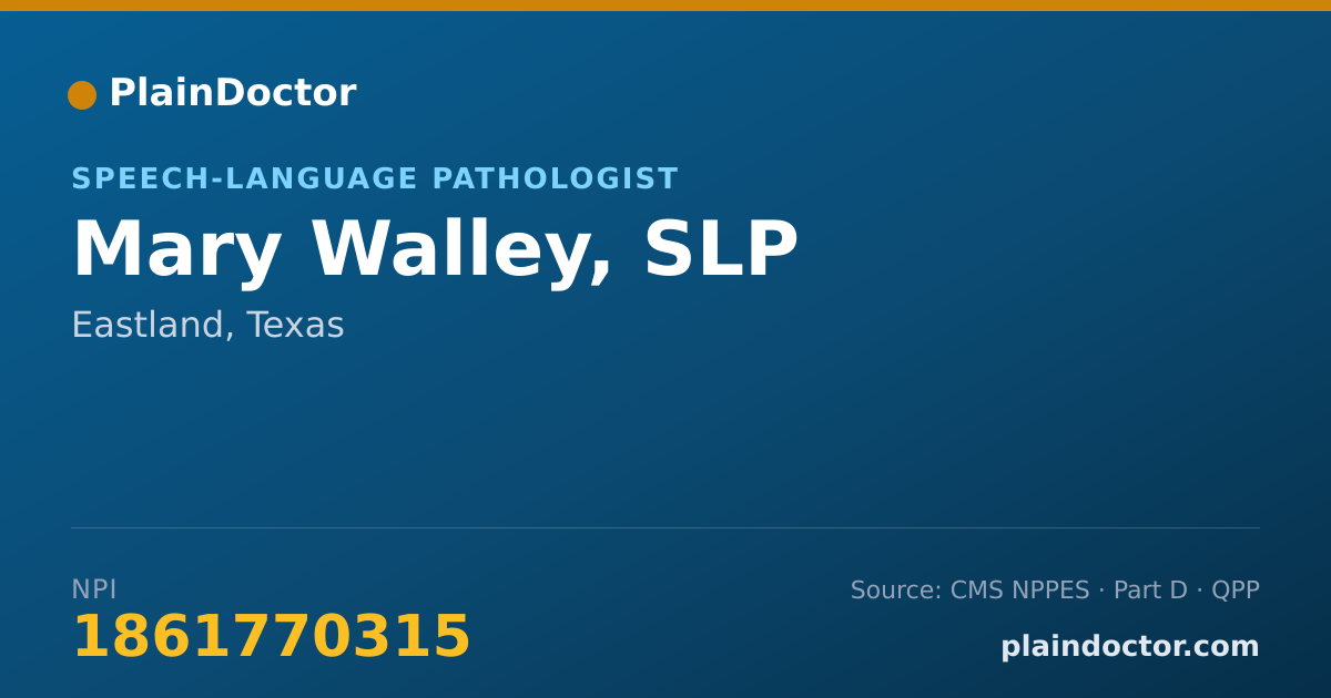 Shareable card for Mary Walley, SLP - Speech-Language Pathologist, Eastland, TX