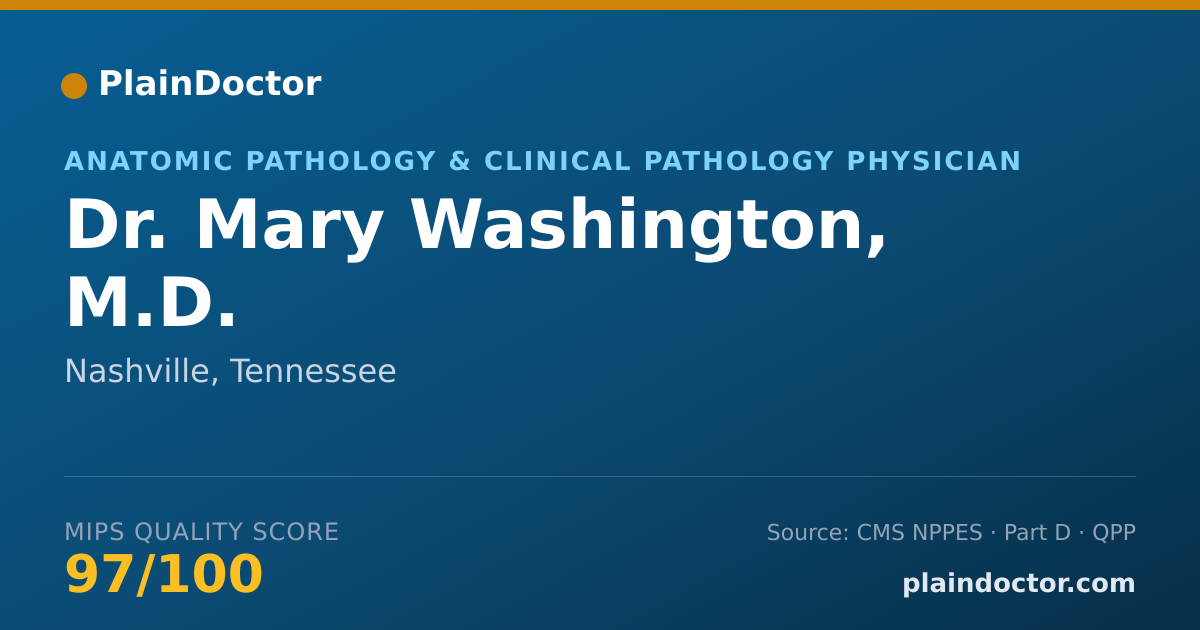 Shareable card for Mary Washington, M.D. - Anatomic Pathology & Clinical Pathology Physician, Nashville, TN