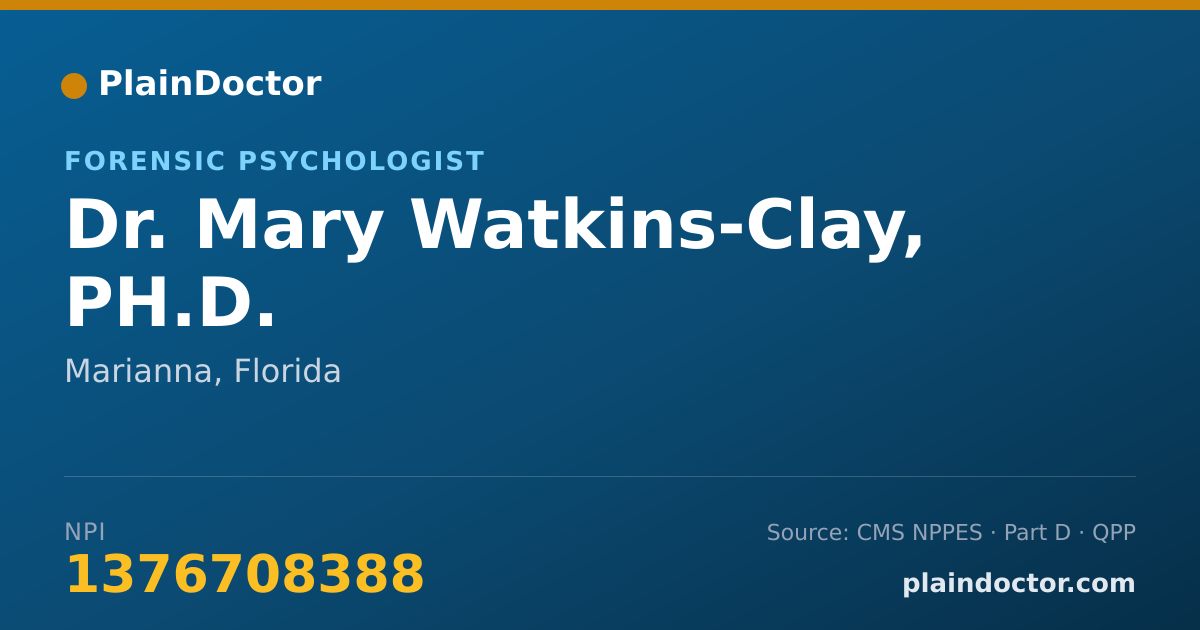 Shareable card for Mary Watkins-Clay, PH.D. - Forensic Psychologist, Marianna, FL
