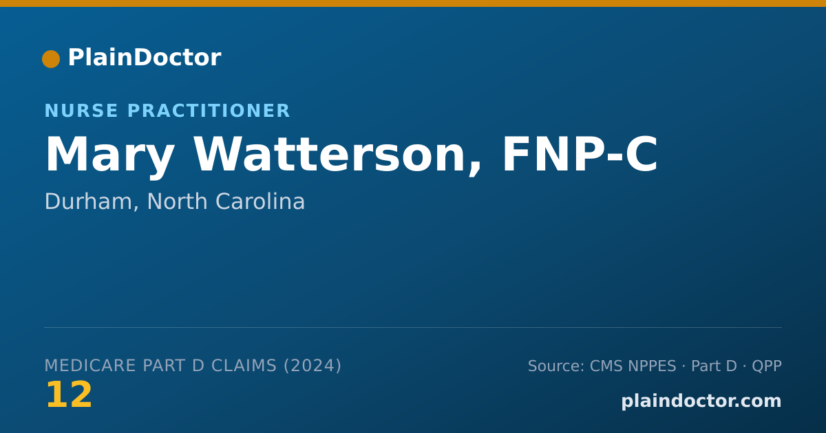 Shareable card for Mary Watterson, FNP-C - Nurse Practitioner, Durham, NC