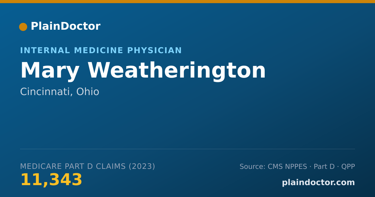 Shareable card for Mary Weatherington - Internal Medicine Physician, Cincinnati, OH