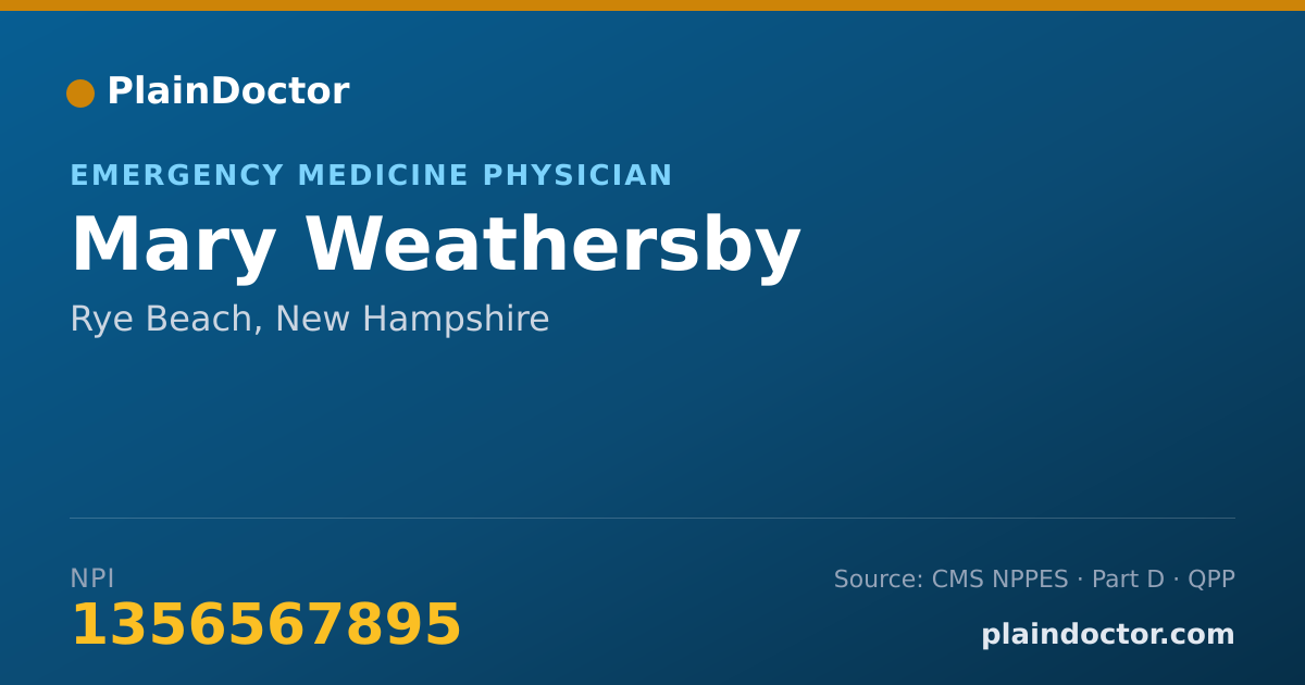 Shareable card for Mary Weathersby - Emergency Medicine Physician, Rye Beach, NH