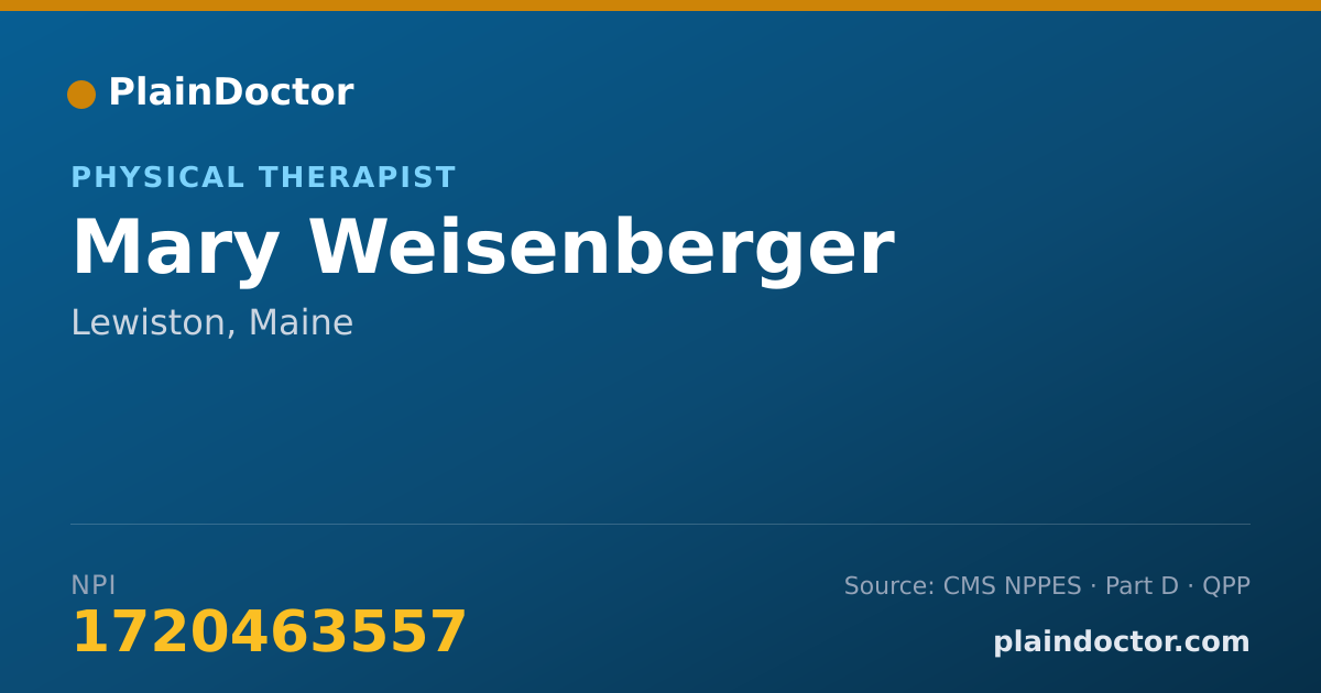 Shareable card for Mary Weisenberger - Physical Therapist, Lewiston, ME