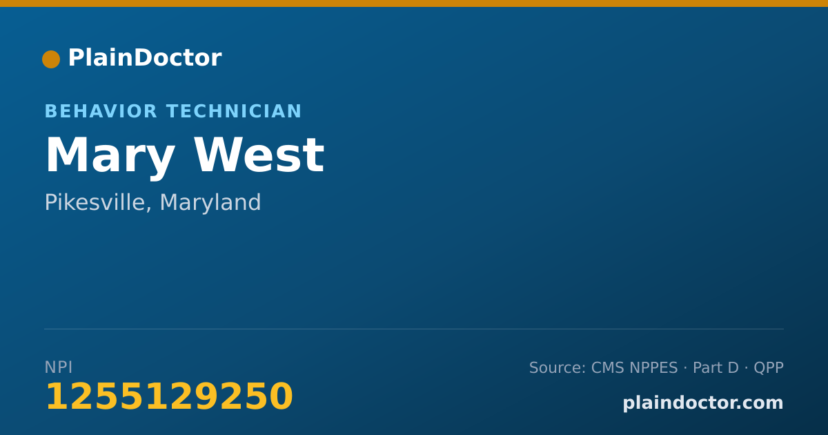 Shareable card for Mary West - Behavior Technician, Pikesville, MD