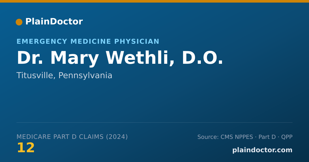 Shareable card for Mary Wethli, D.O. - Emergency Medicine Physician, Titusville, PA