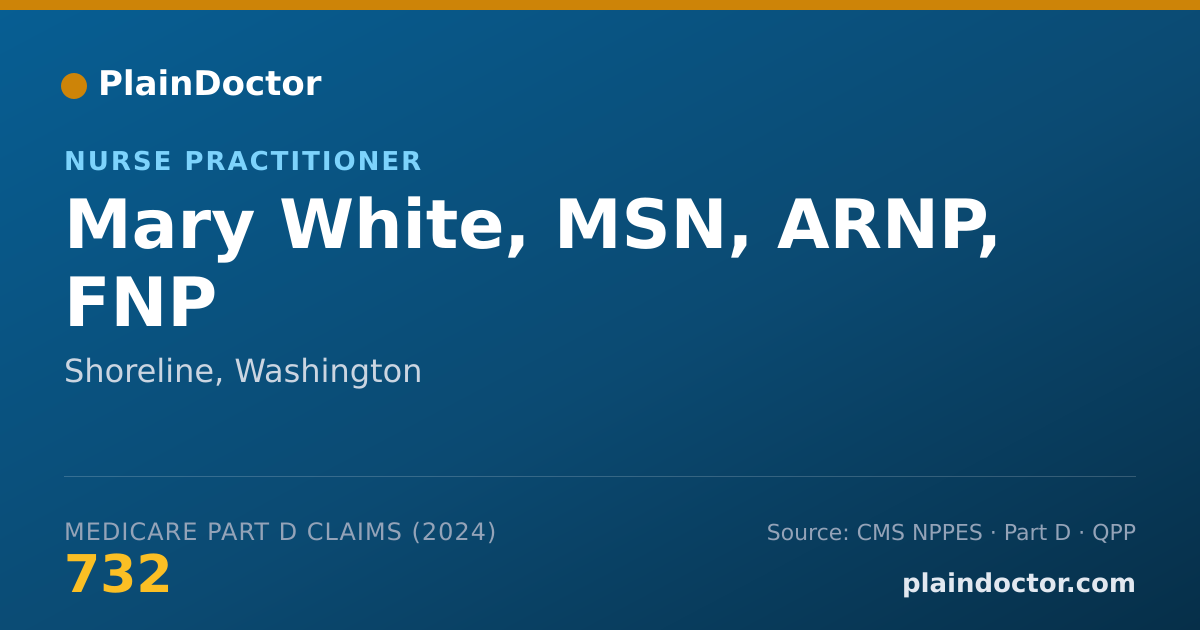 Shareable card for Mary White, MSN, ARNP, FNP - Nurse Practitioner, Shoreline, WA