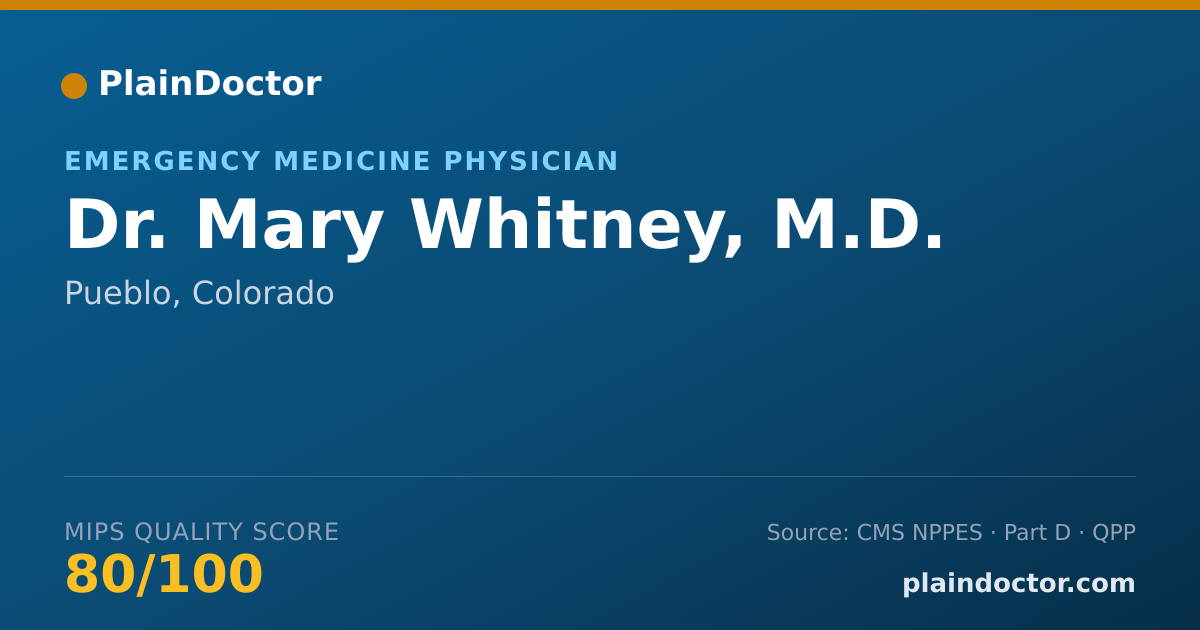 Shareable card for Mary Whitney, M.D. - Emergency Medicine Physician, Pueblo, CO