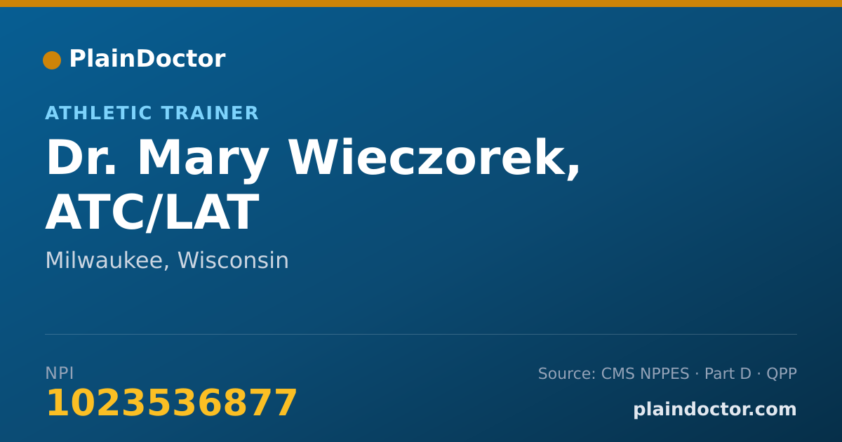 Shareable card for Mary Wieczorek, ATC/LAT - Athletic Trainer, Milwaukee, WI
