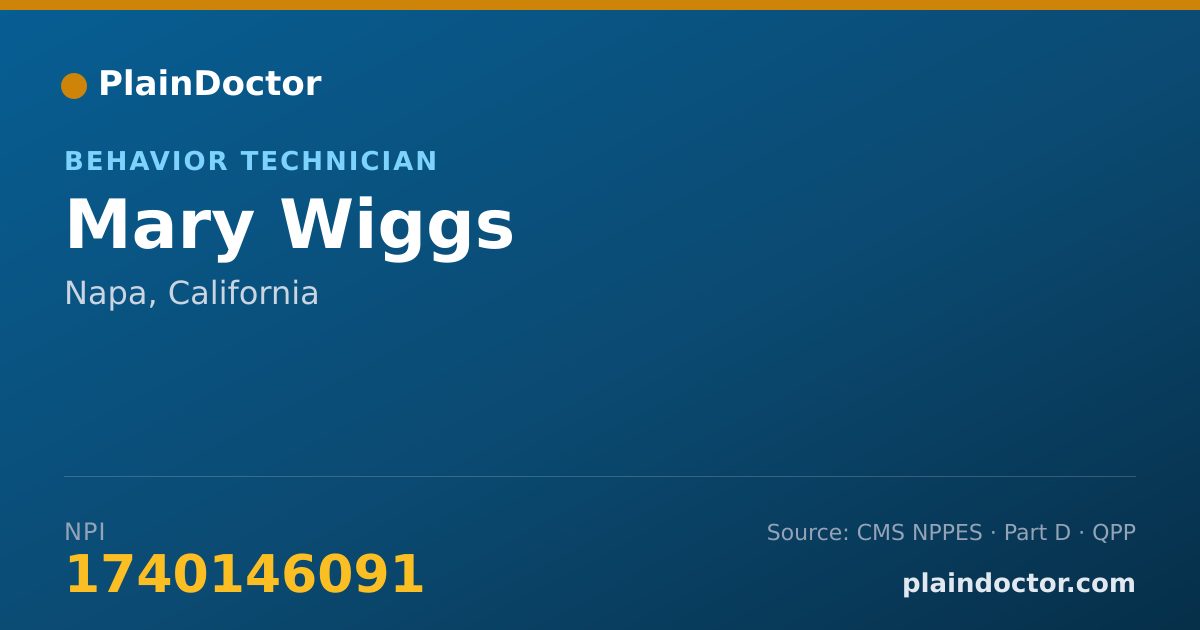 Shareable card for Mary Wiggs - Behavior Technician, Napa, CA