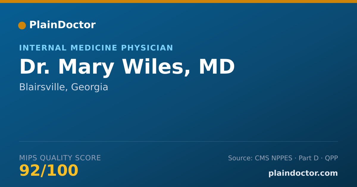 Shareable card for Mary Wiles, MD - Internal Medicine Physician, Blairsville, GA