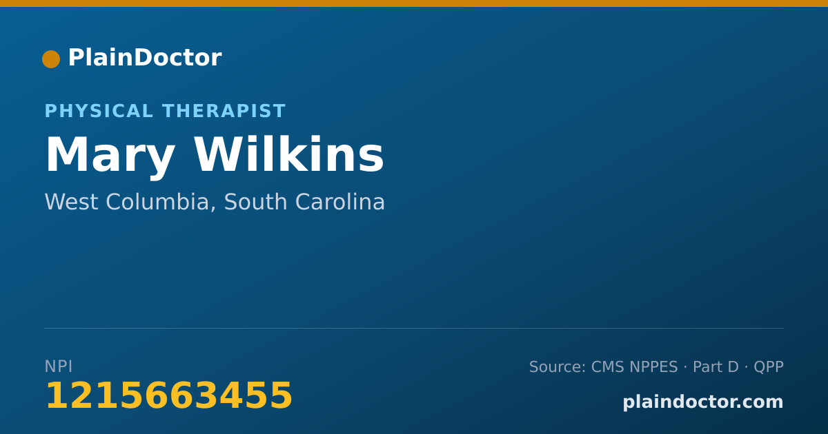 Shareable card for Mary Wilkins - Physical Therapist, West Columbia, SC