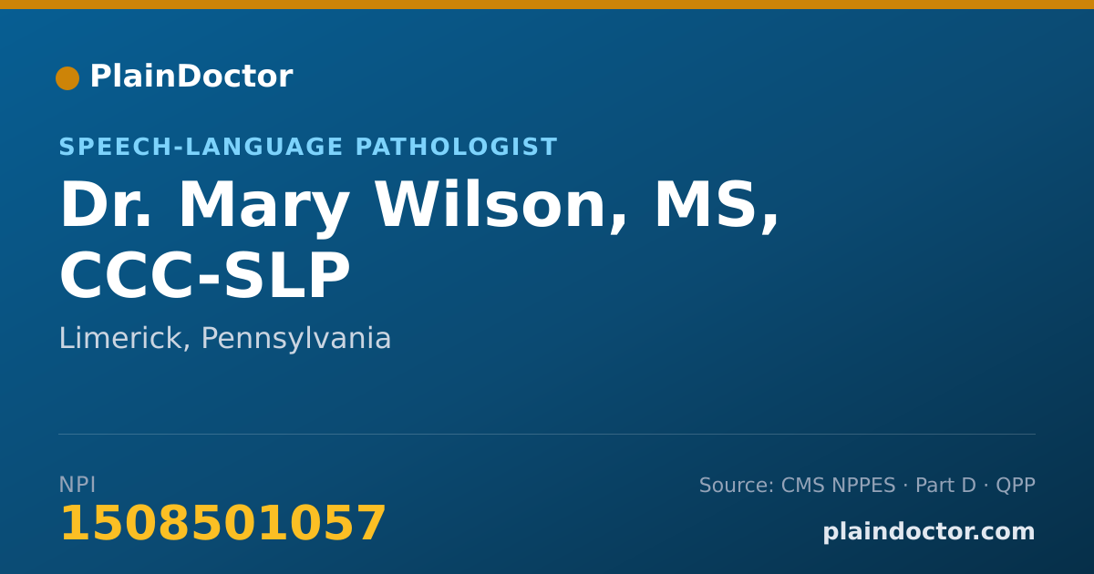 Shareable card for Mary Wilson, MS, CCC-SLP - Speech-Language Pathologist, Limerick, PA
