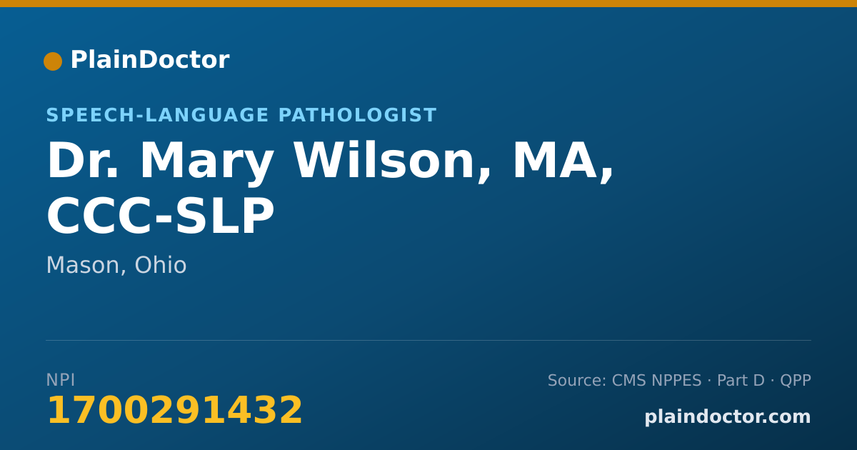 Shareable card for Mary Wilson, MA, CCC-SLP - Speech-Language Pathologist, Mason, OH