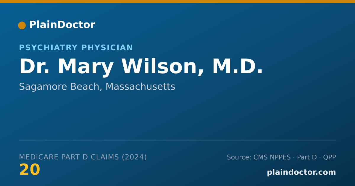 Shareable card for Mary Wilson, M.D. - Psychiatry Physician, Sagamore Beach, MA