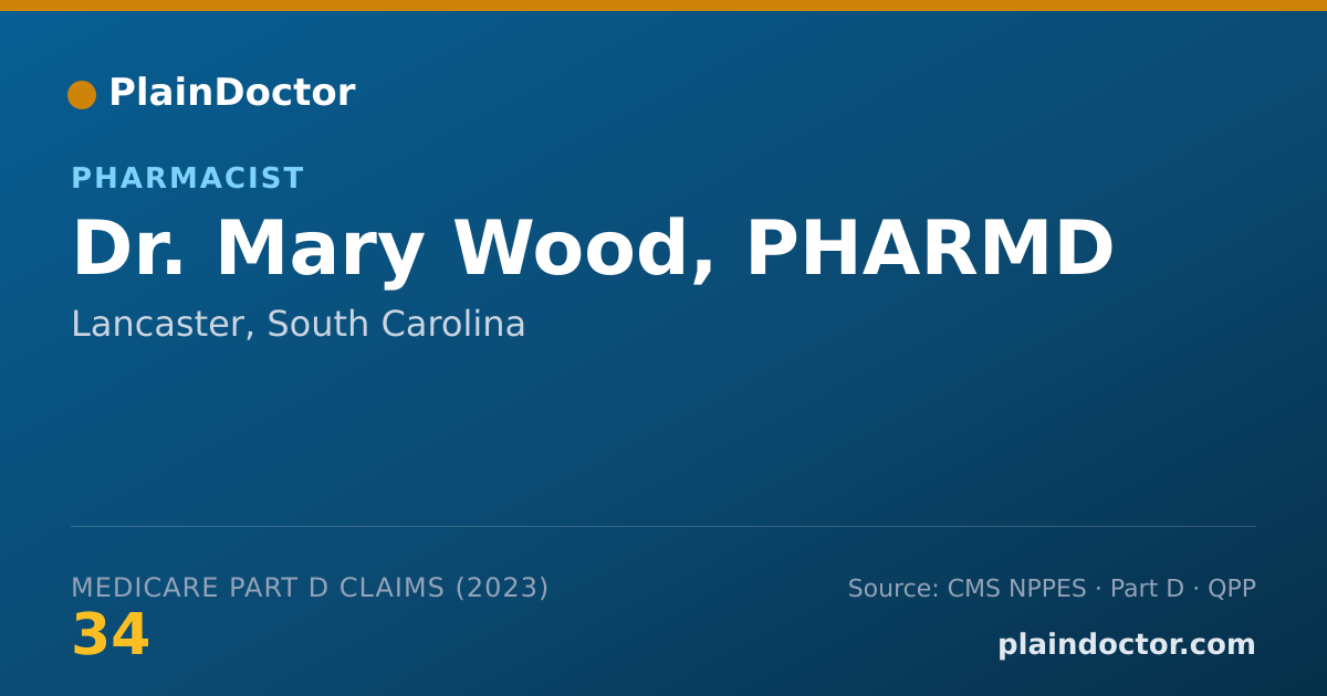 Shareable card for Mary Wood, PHARMD - Pharmacist, Lancaster, SC