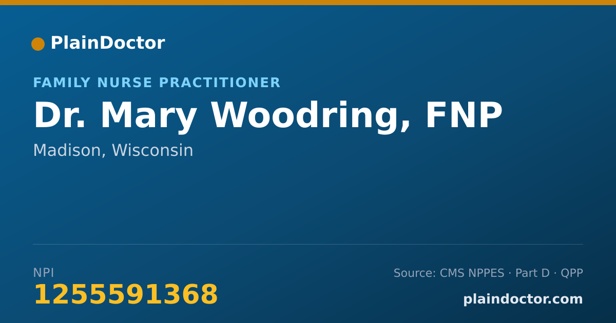 Shareable card for Mary Woodring, FNP - Family Nurse Practitioner, Madison, WI
