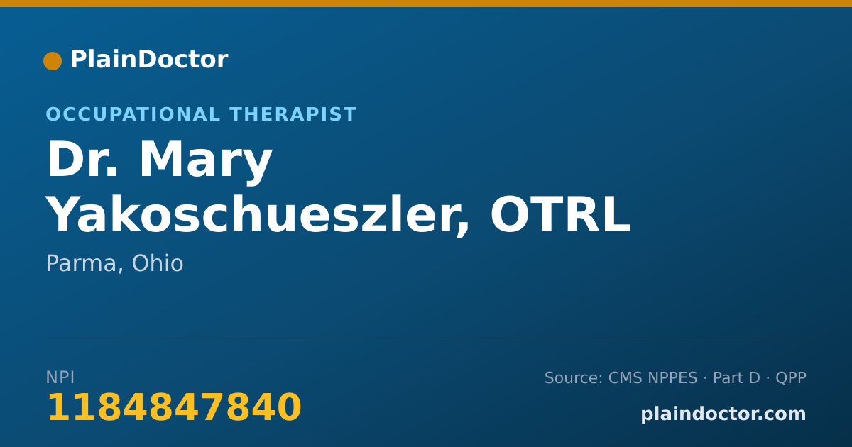 Shareable card for Mary Yakoschueszler, OTRL - Occupational Therapist, Parma, OH