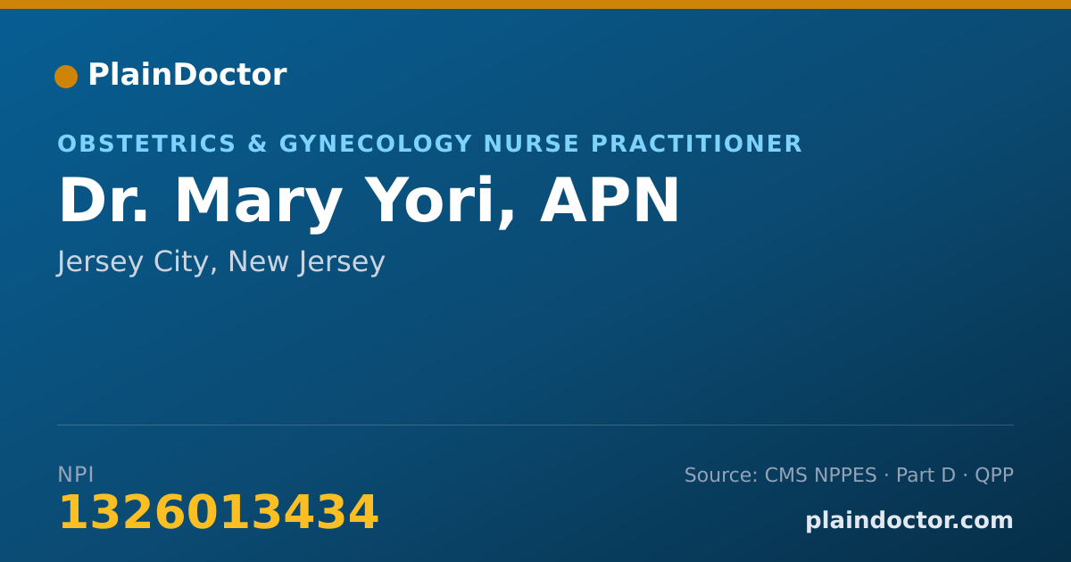 Shareable card for Mary Yori, APN - Obstetrics & Gynecology Nurse Practitioner, Jersey City, NJ