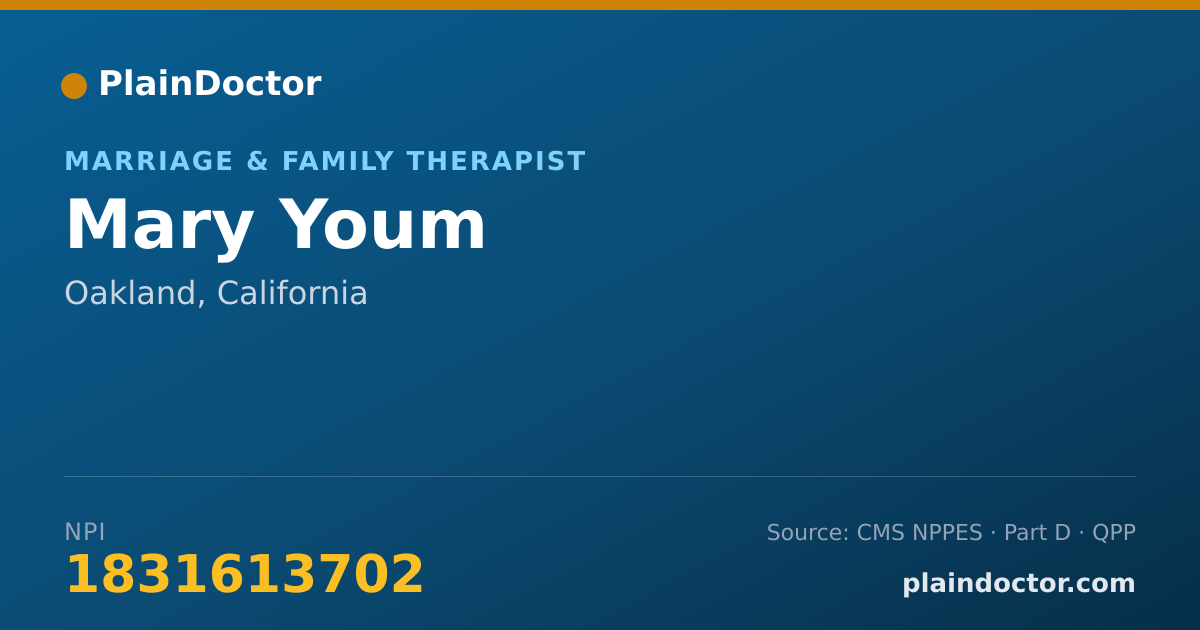 Shareable card for Mary Youm - Marriage & Family Therapist, Oakland, CA