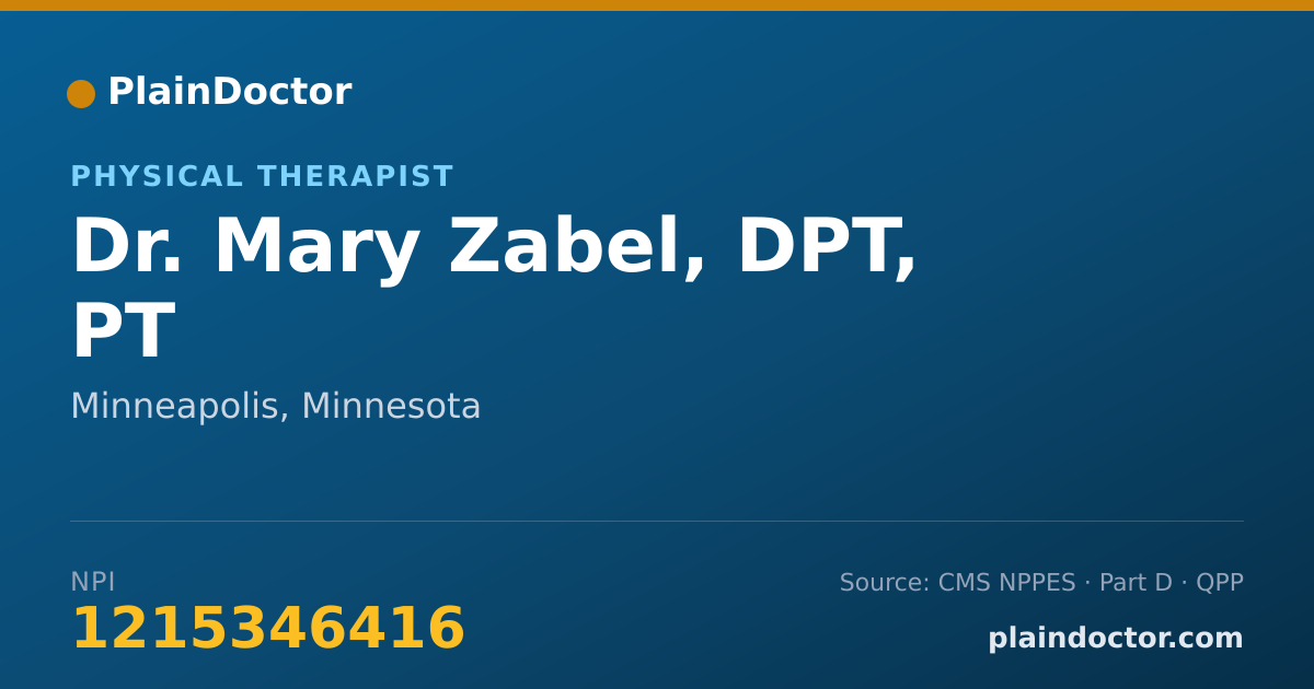 Shareable card for Mary Zabel, DPT, PT - Physical Therapist, Minneapolis, MN