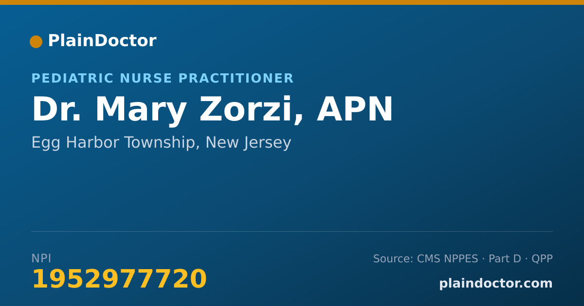 Shareable card for Mary Zorzi, APN - Pediatric Nurse Practitioner, Egg Harbor Township, NJ