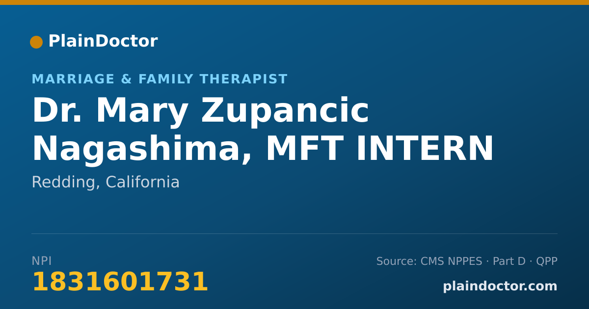 Shareable card for Mary Zupancic Nagashima, MFT INTERN - Marriage & Family Therapist, Redding, CA