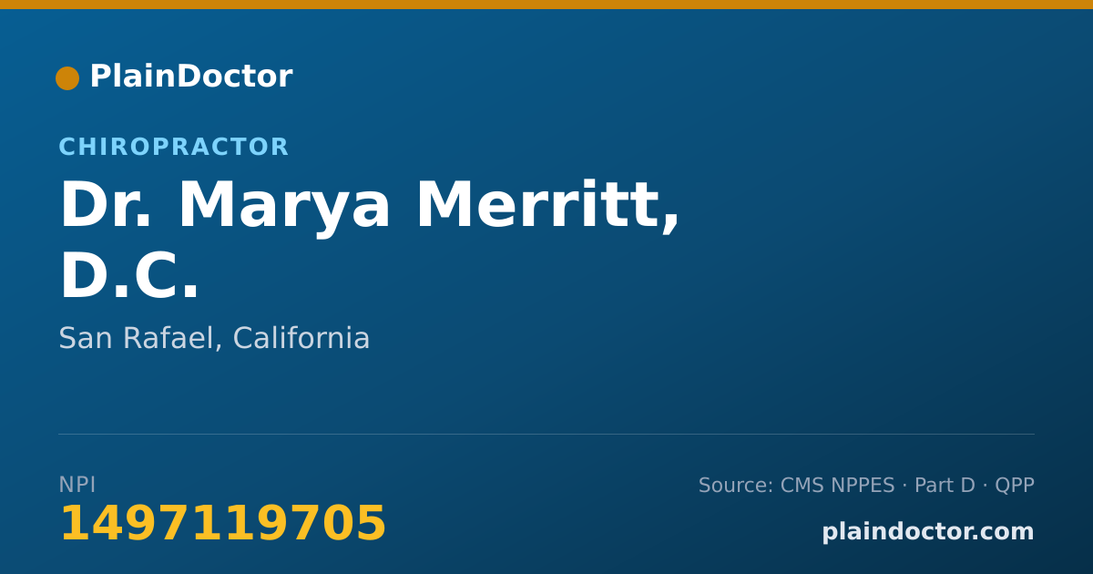 Shareable card for Marya Merritt, D.C. - Chiropractor, San Rafael, CA