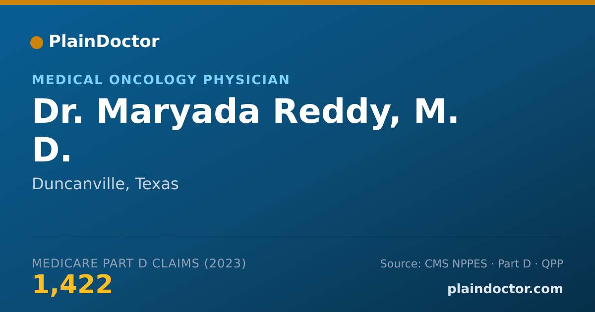 Shareable card for Maryada Reddy, M. D. - Medical Oncology Physician, Duncanville, TX