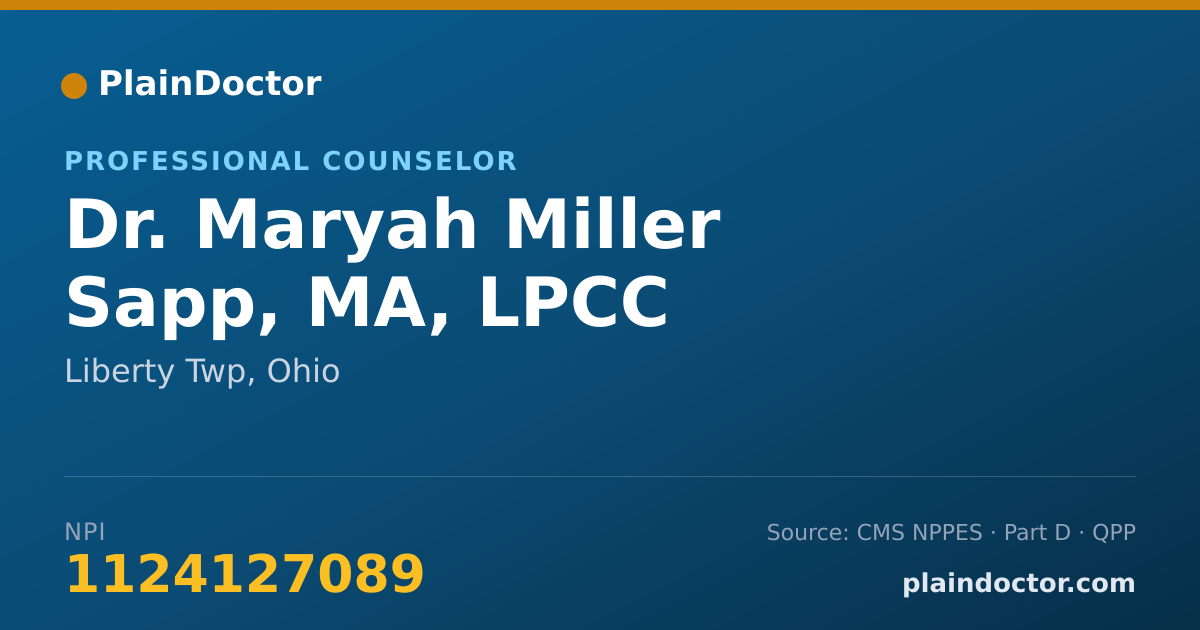Shareable card for Maryah Miller Sapp, MA, LPCC - Professional Counselor, Liberty Twp, OH