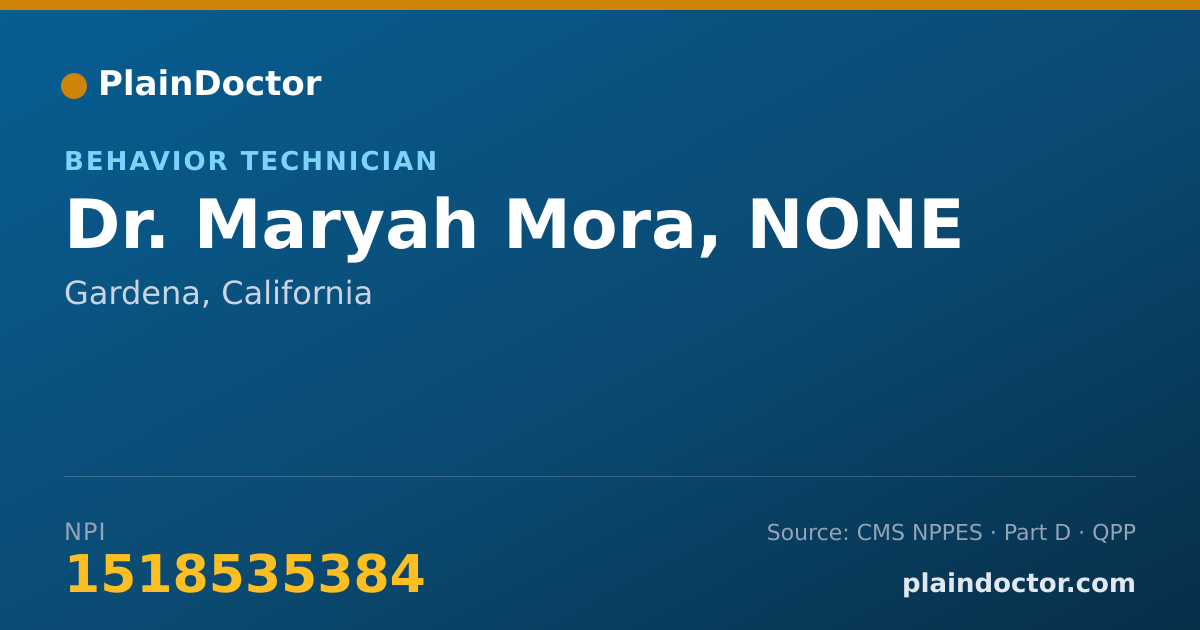 Shareable card for Maryah Mora, NONE - Behavior Technician, Gardena, CA