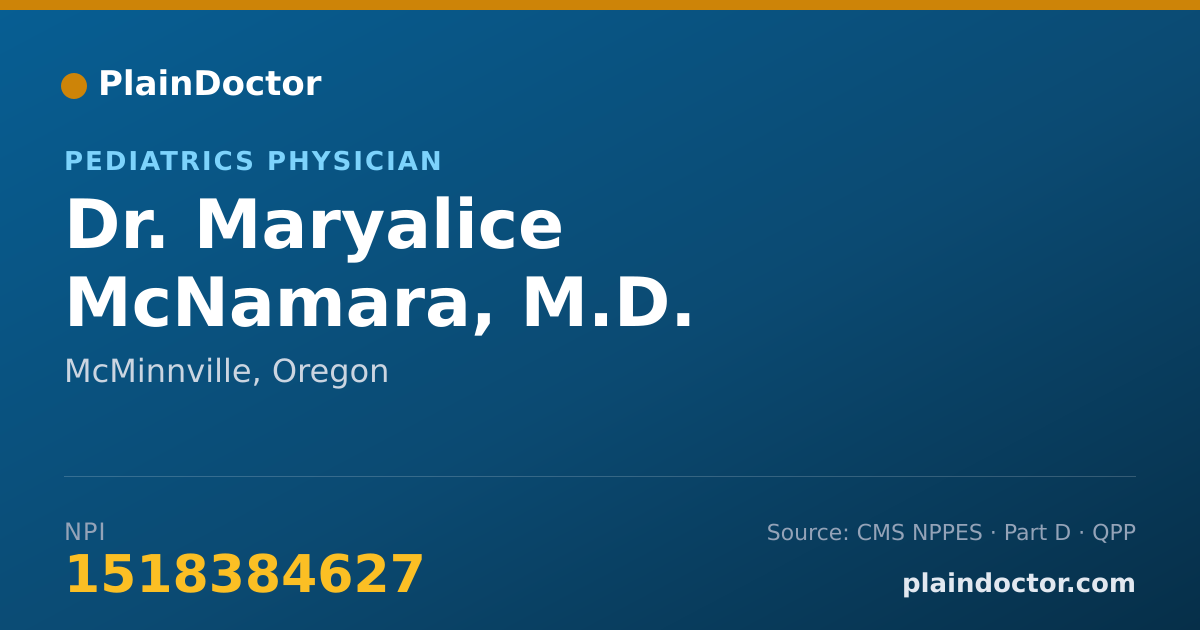 Shareable card for Maryalice McNamara, M.D. - Pediatrics Physician, McMinnville, OR