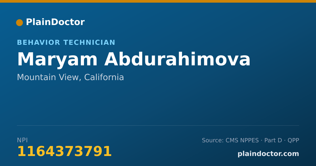 Shareable card for Maryam Abdurahimova - Behavior Technician, Mountain View, CA
