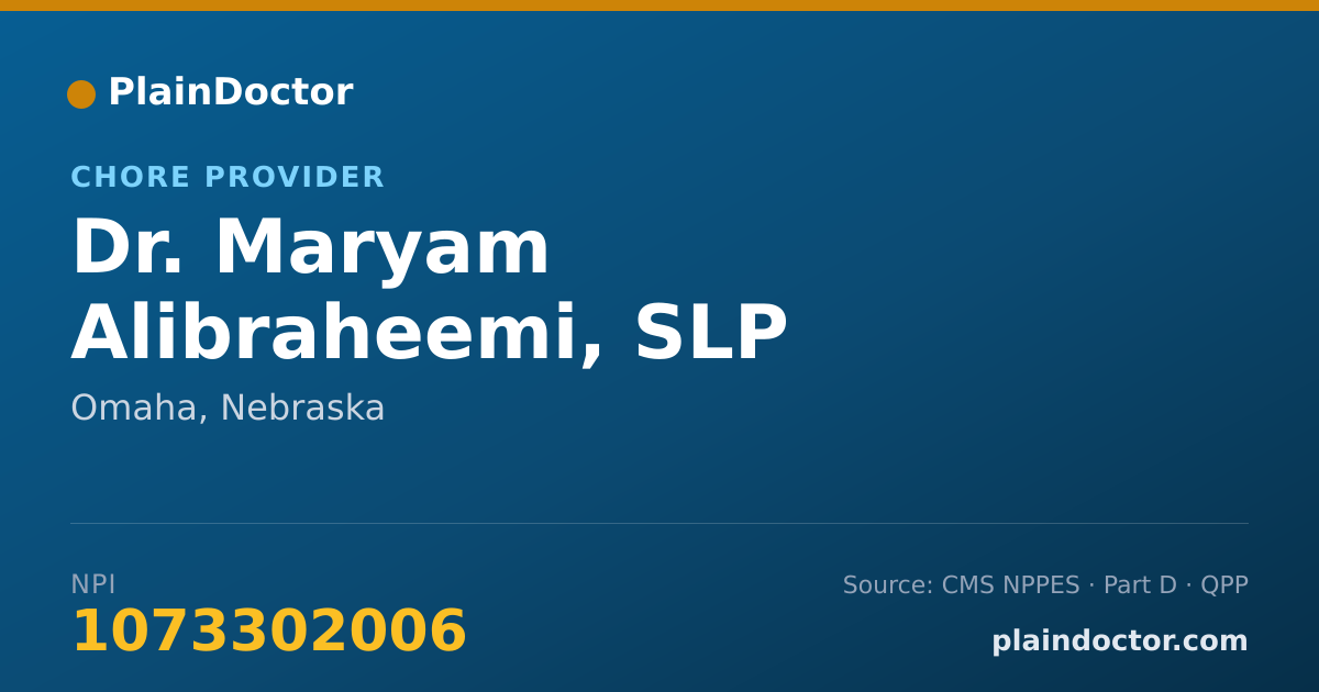 Shareable card for Maryam Alibraheemi, SLP - Chore Provider, Omaha, NE