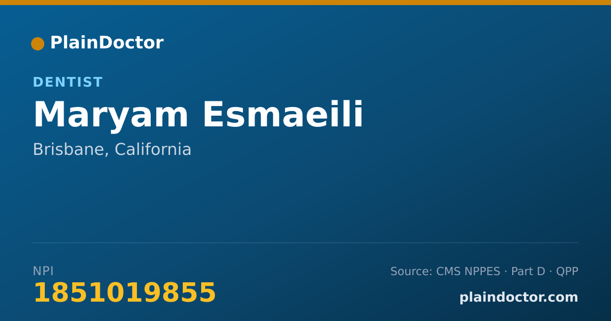 Shareable card for Maryam Esmaeili - Dentist, Brisbane, CA