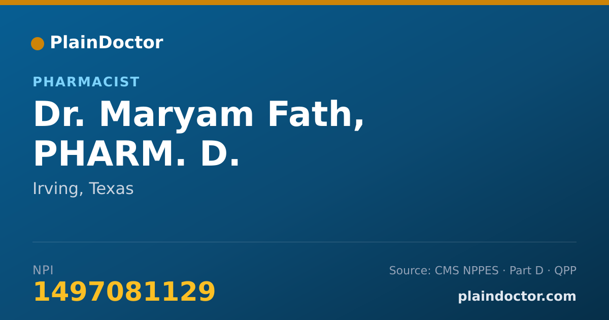 Shareable card for Maryam Fath, PHARM. D. - Pharmacist, Irving, TX