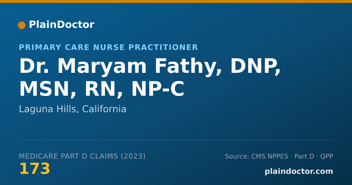 Shareable card for Maryam Fathy, DNP, MSN, RN, NP-C - Primary Care Nurse Practitioner, Laguna Hills, CA