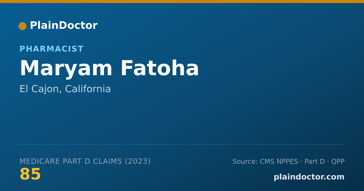 Shareable card for Maryam Fatoha - Pharmacist, El Cajon, CA