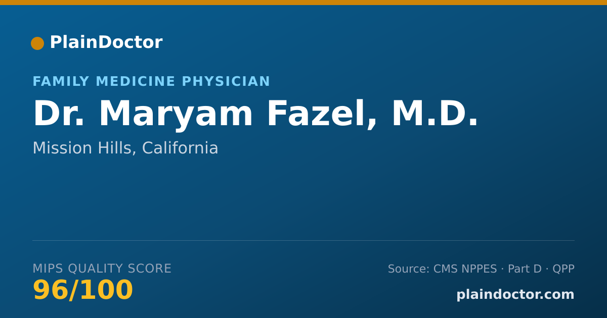 Shareable card for Maryam Fazel, M.D. - Family Medicine Physician, Mission Hills, CA