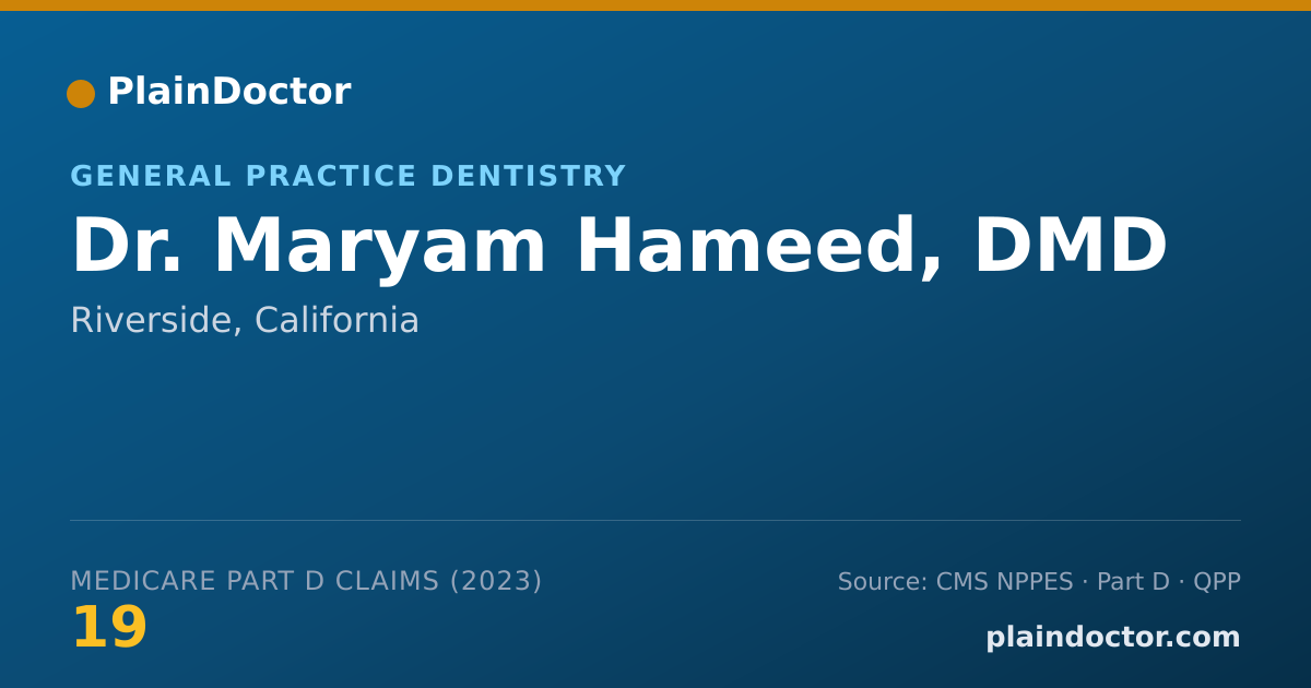 Shareable card for Maryam Hameed, DMD - General Practice Dentistry, Riverside, CA
