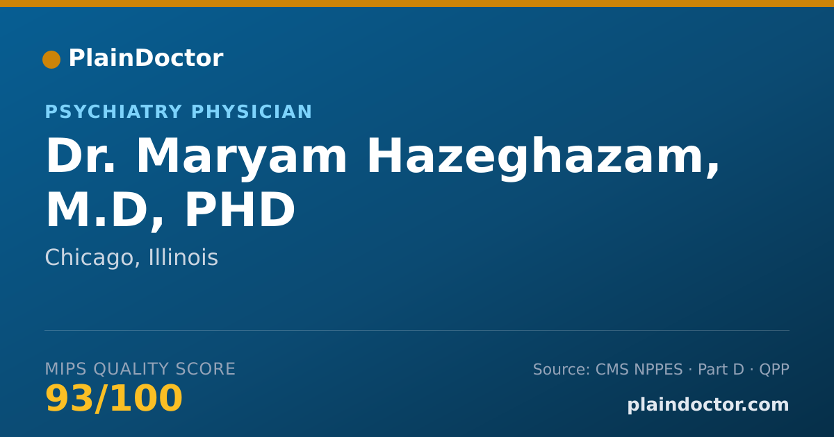 Shareable card for Maryam Hazeghazam, M.D,  PHD - Psychiatry Physician, Chicago, IL