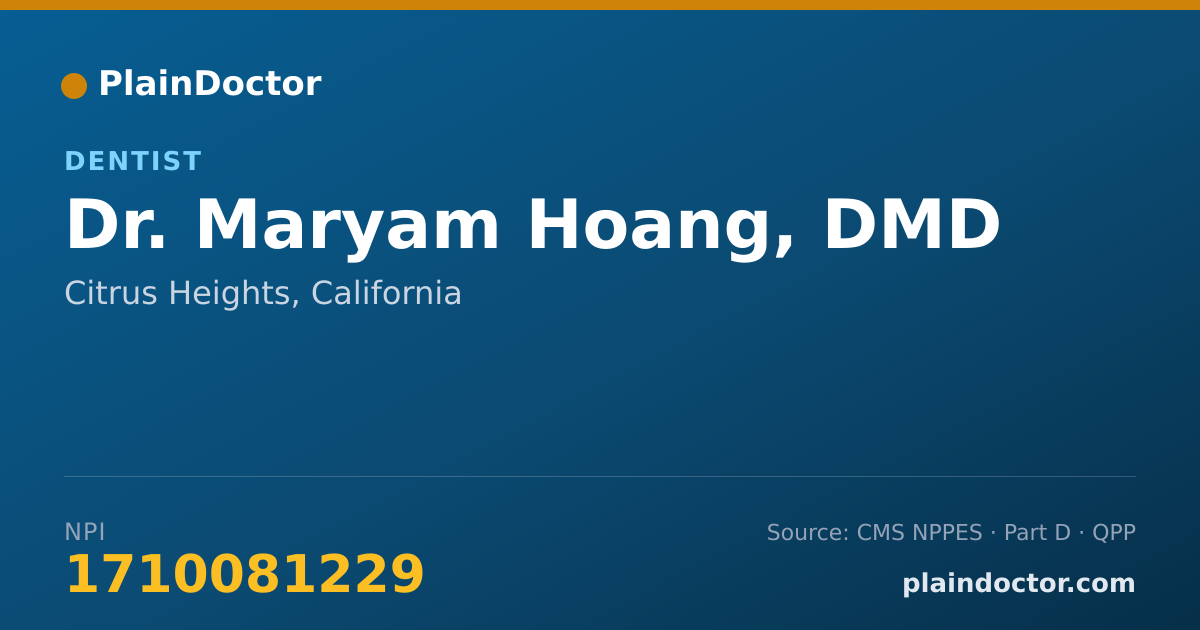 Shareable card for Maryam Hoang, DMD - Dentist, Citrus Heights, CA