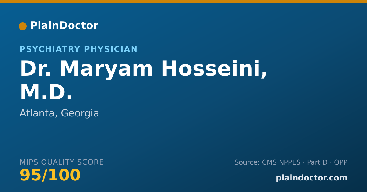 Shareable card for Maryam Hosseini, M.D. - Psychiatry Physician, Atlanta, GA