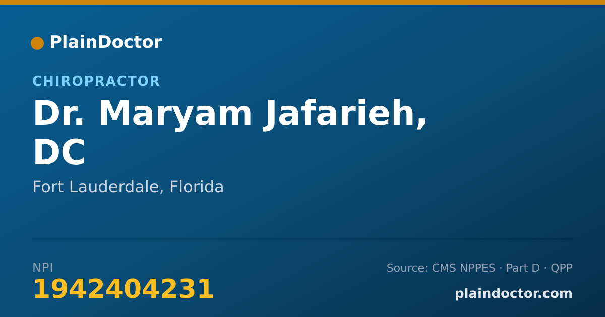Shareable card for Maryam Jafarieh, DC - Chiropractor, Fort Lauderdale, FL