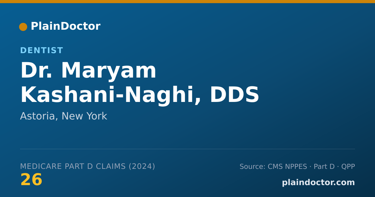 Shareable card for Maryam Kashani-Naghi, DDS - Dentist, Astoria, NY