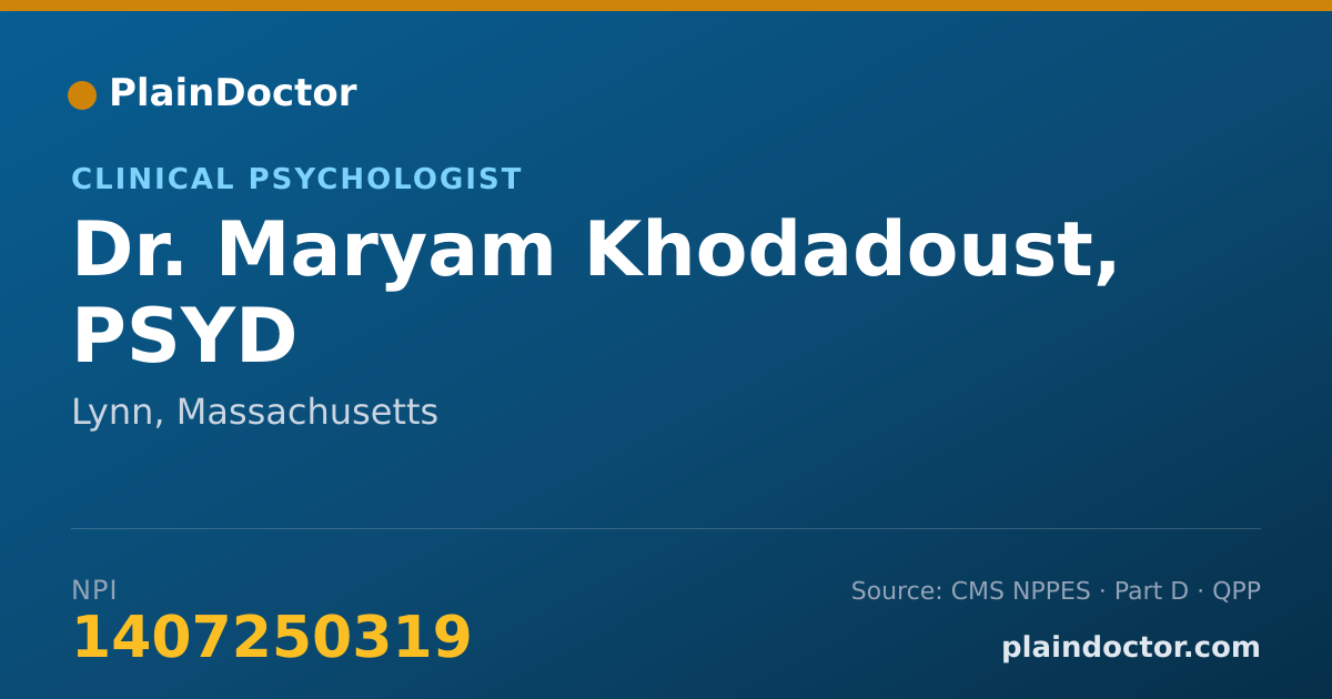 Shareable card for Maryam Khodadoust, PSYD - Clinical Psychologist, Lynn, MA