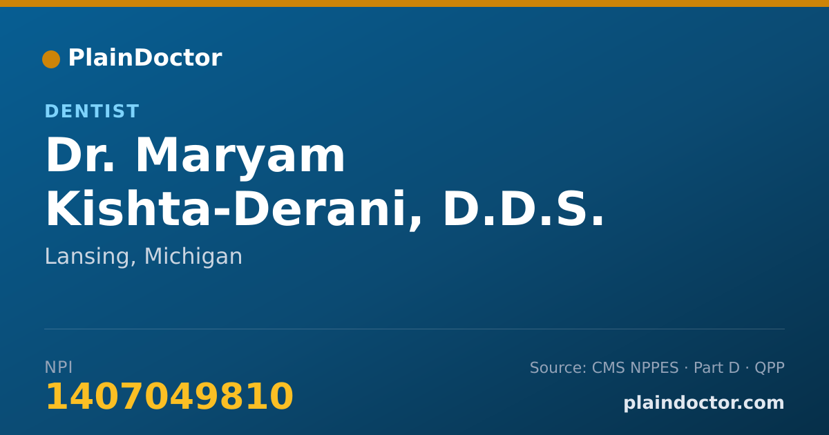 Shareable card for Maryam Kishta-Derani, D.D.S. - Dentist, Lansing, MI