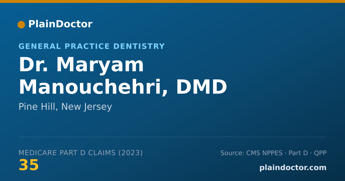 Shareable card for Maryam Manouchehri, DMD - General Practice Dentistry, Pine Hill, NJ
